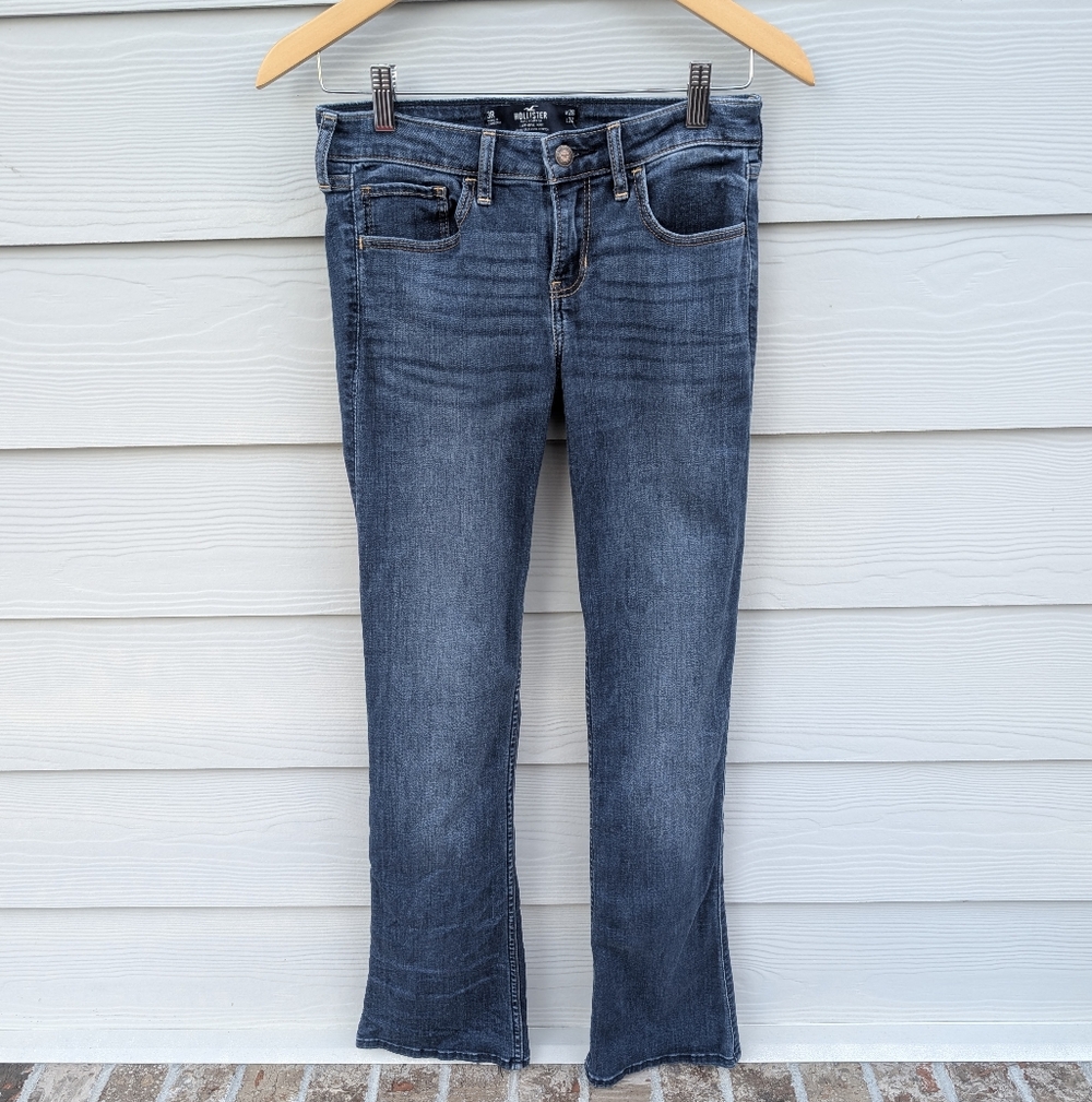 Hollister Jeans Size 26 Length 32 Blue Low Rise Boot 5 Pocket Flare Stretch 3R